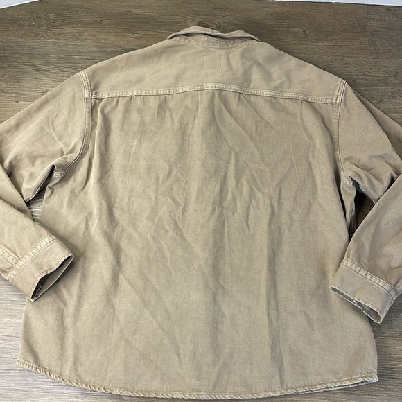 H&M Men’s Khaki Denim Over Shirt, Button Down Long Sleeve, size XL - Picture 8 of 10